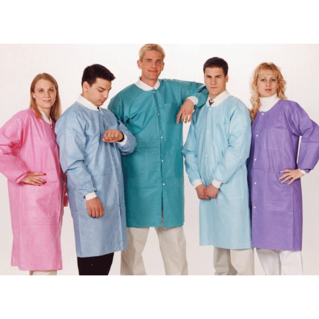 Extra Safe Lab Coats, Medium, Ceil Blue, 10/Pk, 3660CBM