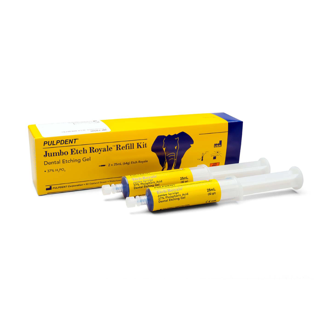 Etch Royale Dental Etching Gel, 37% Phosphoric Acid, Jumbo Syringe Refill, 25 ml, Dark Blue, 2/Pk