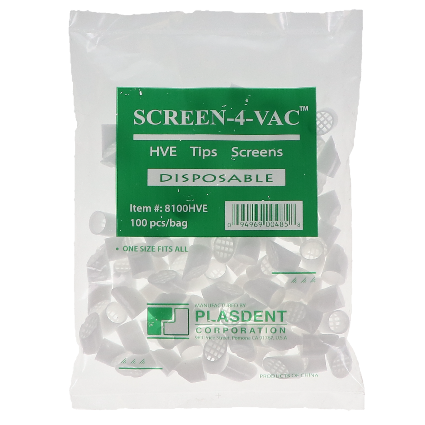 Hve Tips Screens Clear, 100Pcs/Bag