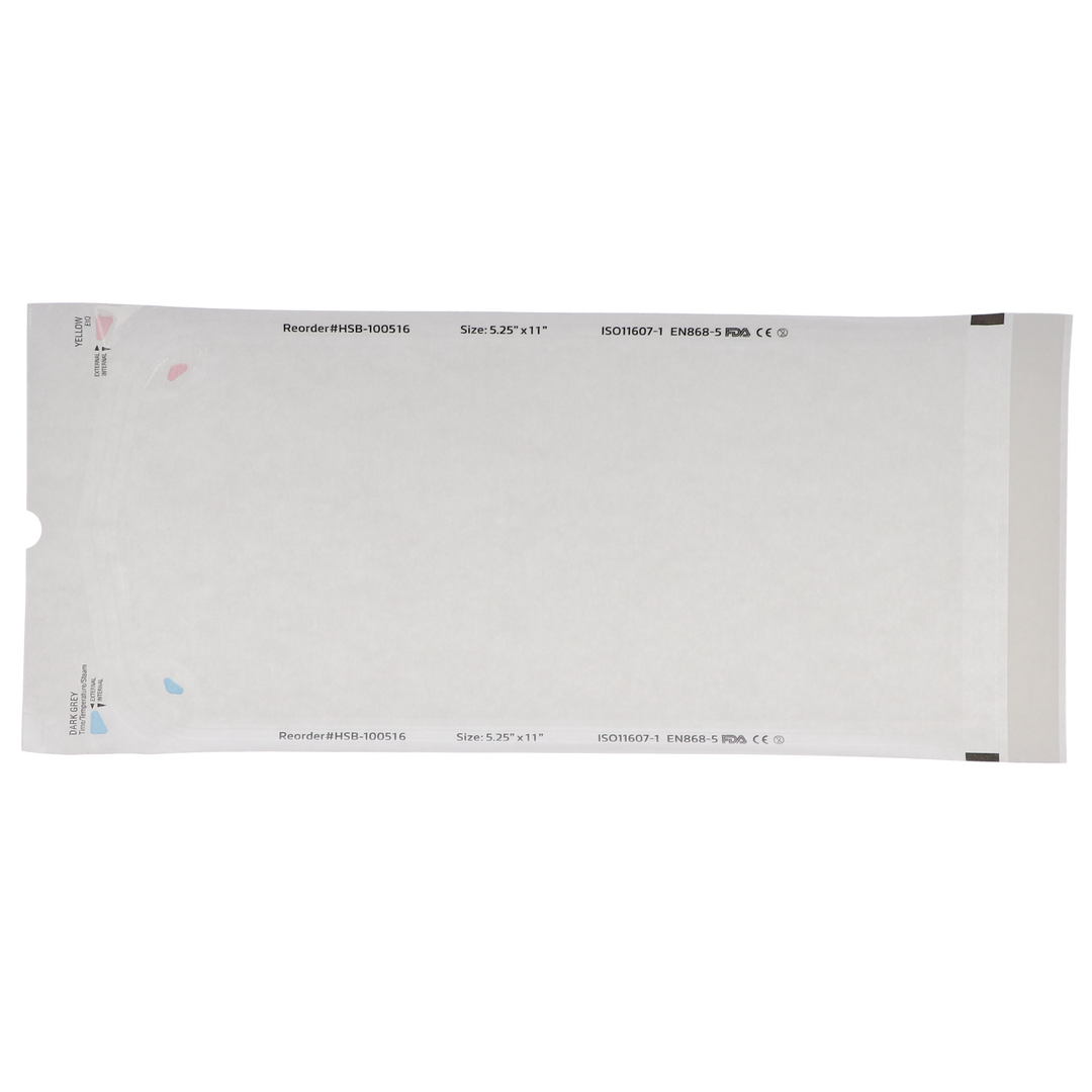 Sterilization Pouch, Class 4, Self-Sealing, Clear, 5.25" x 11", 200/Pk