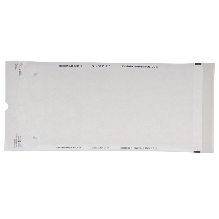 Sterilization Pouch, Class 4, Self-Sealing, Clear, 5.25" x 11", 200/Pk