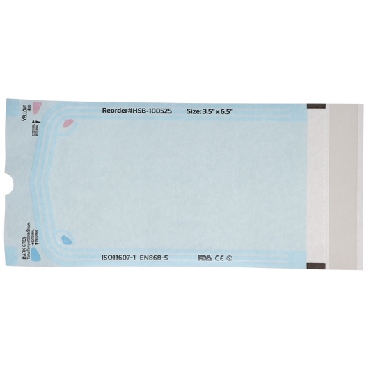 Sterilization Pouch, Class 4, Self-Sealing, Blue Film, 3.50" x 6.5", 200/Pk