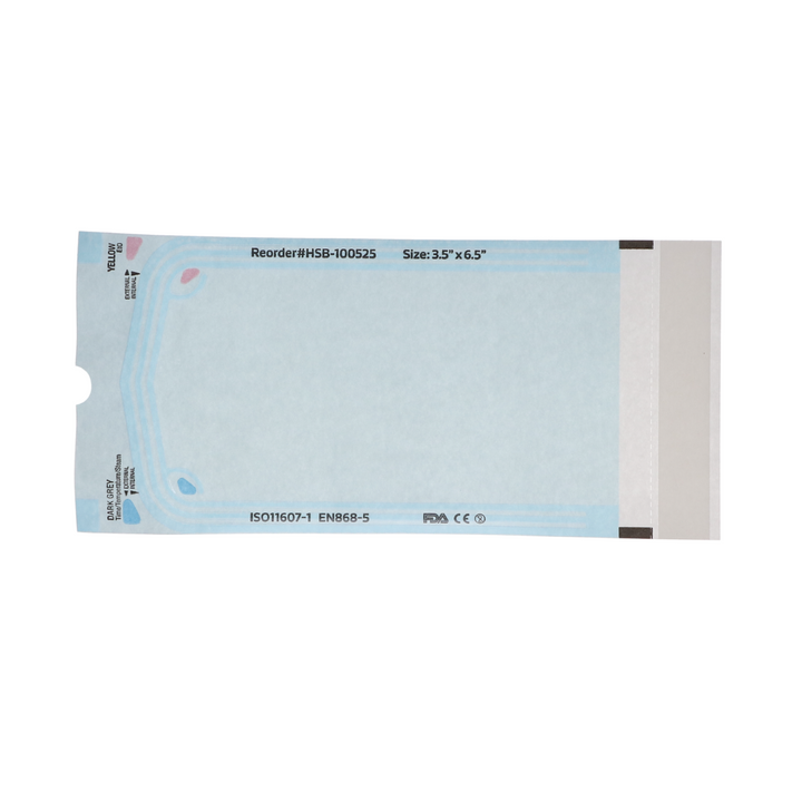 Sterilization Pouch, Class 4, Self-Sealing, Blue Film, 3.50" x 6.5", 200/Pk