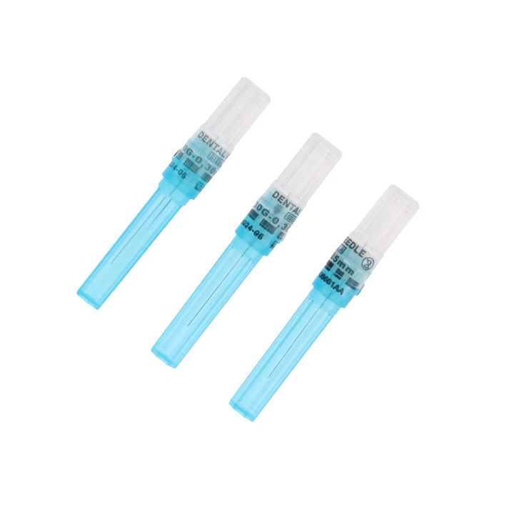 Septoject Dental Hypodermic Needles, Plastic Hub, Gauge 30, Short, Blue, 100/Pk