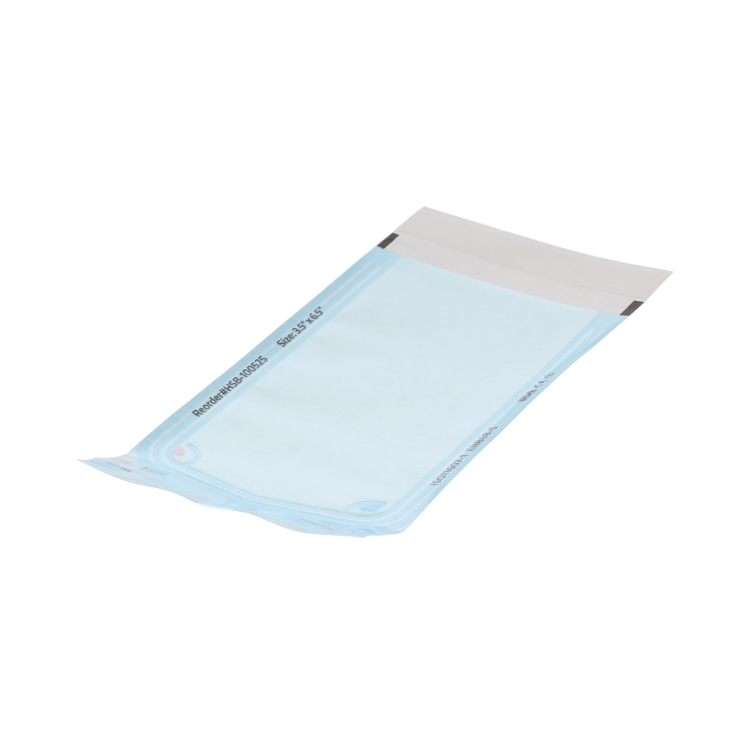 Sterilization Pouch, Class 4, Self-Sealing, Blue Film, 3.50" x 6.5", 200/Pk