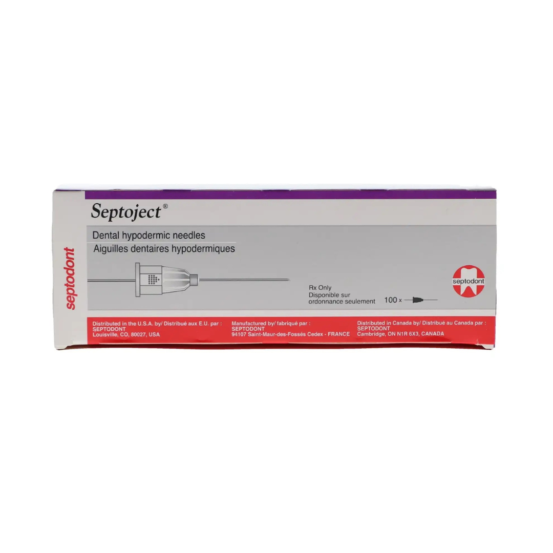 Septoject Dental Hypodermic Needles, Plastic Hub, Gauge 30, Extra Short, Purple, 100/Pk