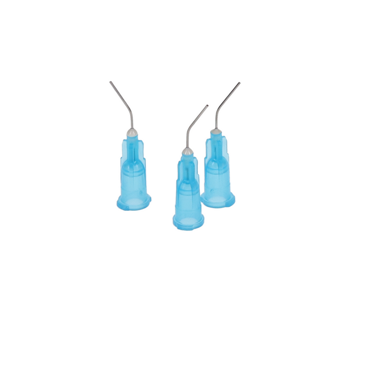 Pre-Bent Applicator Tips, 25 Ga, Blue (Etch), 100/Pk
