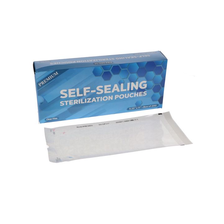Sterilization Pouch, Class 4, Self-Sealing, Clear, 5.25" x 11", 200/Pk