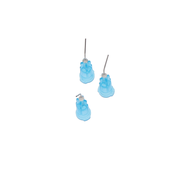 Pre-Bent Applicator Tips, 25 Ga, Blue (Etch), 100/Pk