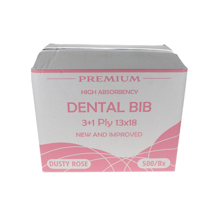 Disposable Bibs, 3+1 Ply, 13" x 18", Dusty Rose, 500/Pk