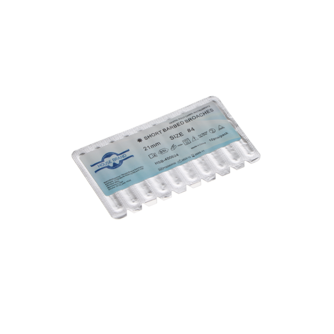 Barbed Broaches, 21 mm, # 4, Sterile, Fine, Blue, 10/Pk