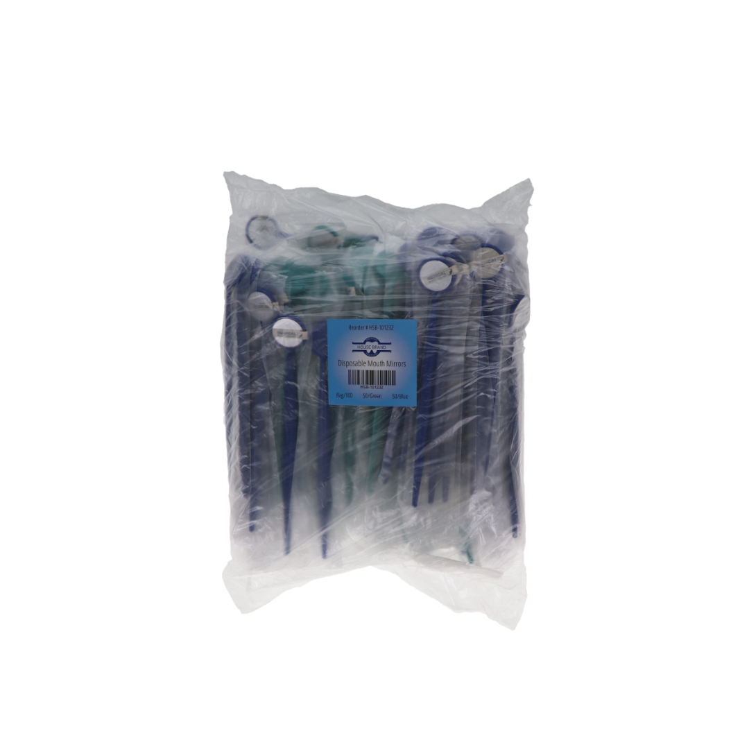 Disposable Mouth Mirrors Bag/100 50/Green 50/Blue