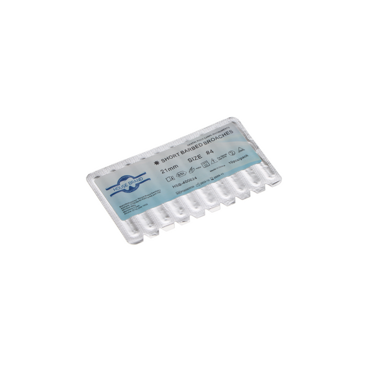 Barbed Broaches, 21 mm, # 4, Sterile, Fine, Blue, 10/Pk