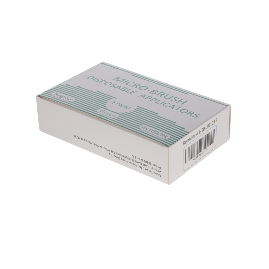 Micro-Brush Disposable Applicators, Regular, Green, 4 x 100/Pk