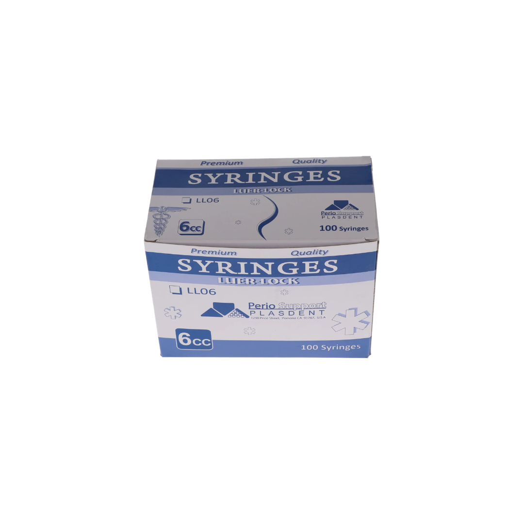 Disposable Luer Lock Syringes, Plastic, 6 cc, 100/Pk