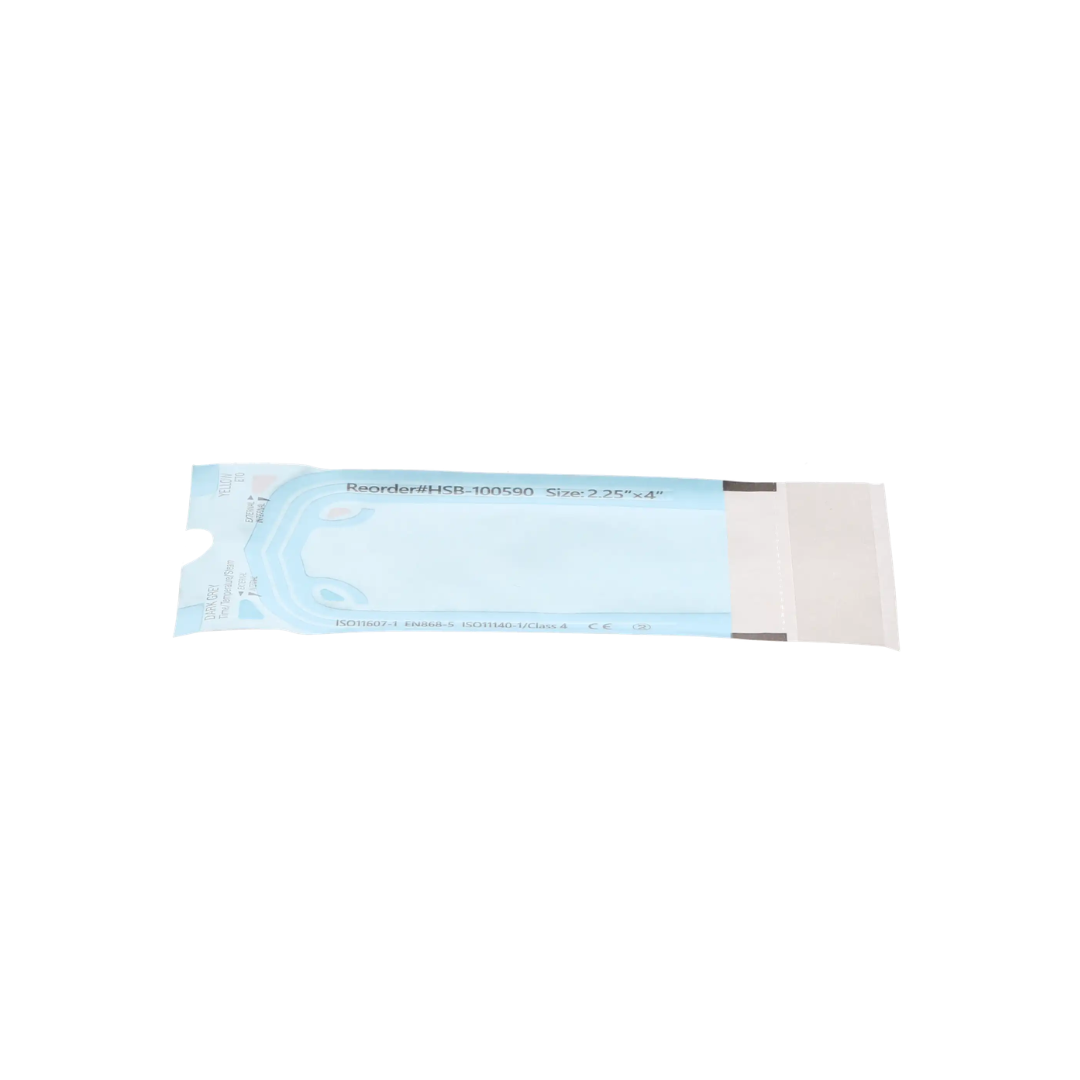Sterilization Pouch, Class 4, Self-Sealing, Blue Film, 2.25" x 4", Bulk Pack, 500/Pk