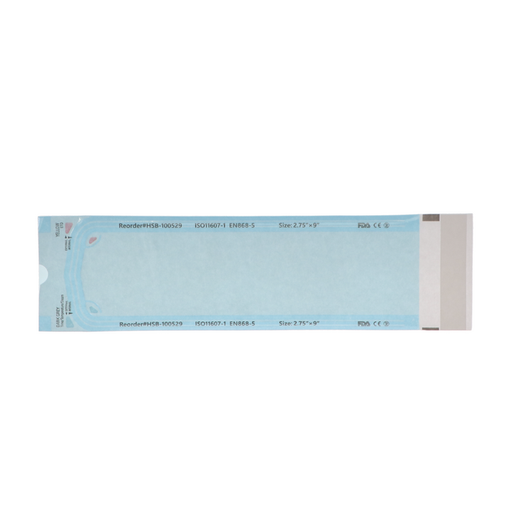 Sterilization Pouch, Class 4, Self-Sealing, Blue Film, 2.75" x 9" 200/Pack