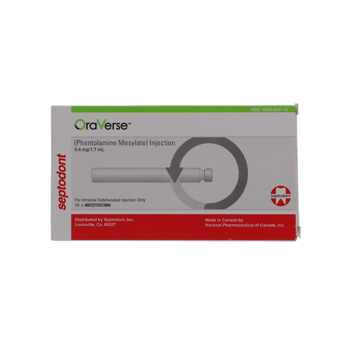 OraVerse Phentolamine Mesylate Injection, Glass Cartridge, 1.7 ml, 10/Pk