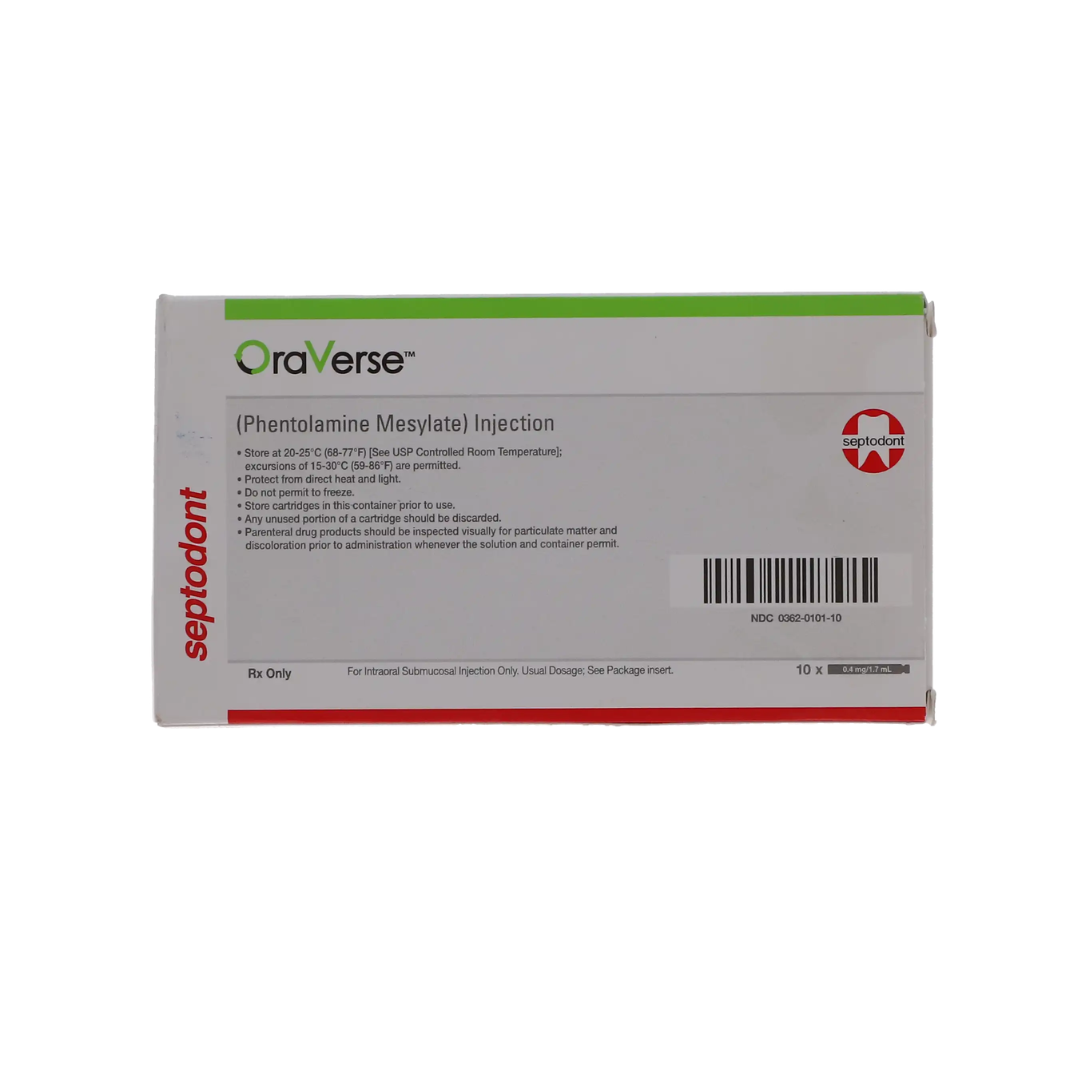 OraVerse Phentolamine Mesylate Injection, Glass Cartridge, 1.7 ml, 10/Pk